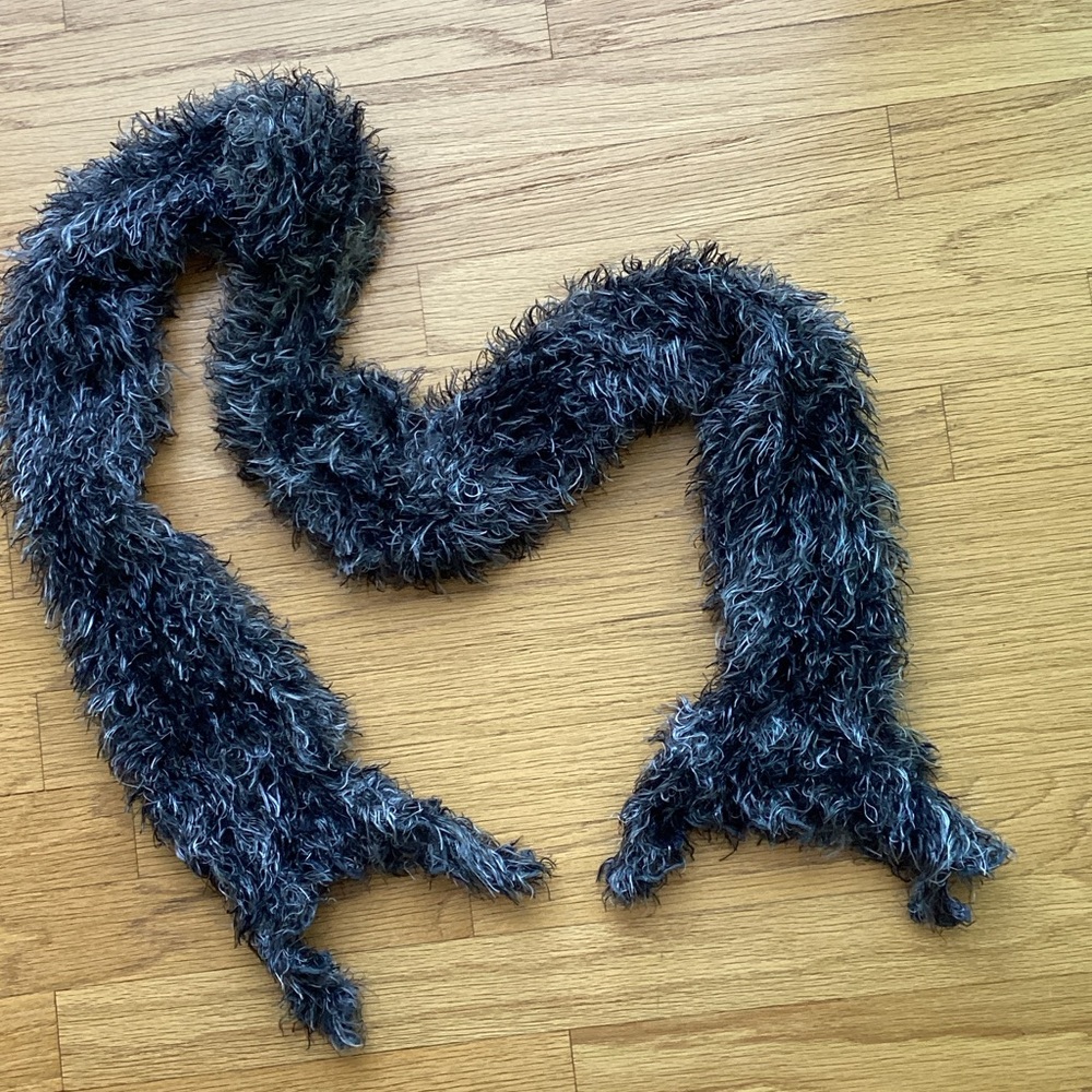 Fuzzy Black and Gray Scarf